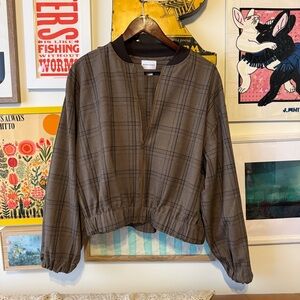 Cute stylish Plaid Brown bomber Jacket